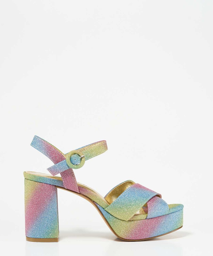 Marypaz Sandalia Plataforma Glitter Multicolor